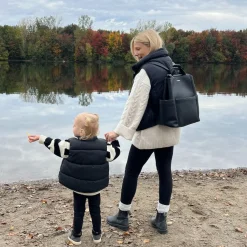Ensemble parents - Sac à couches + Console de pousette + Protège carnet noir