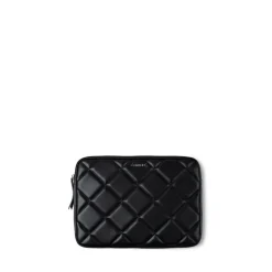 La Jasmyn - Pochette d’ordinateur matelassée en cuir vegan noire (16 pouces)
