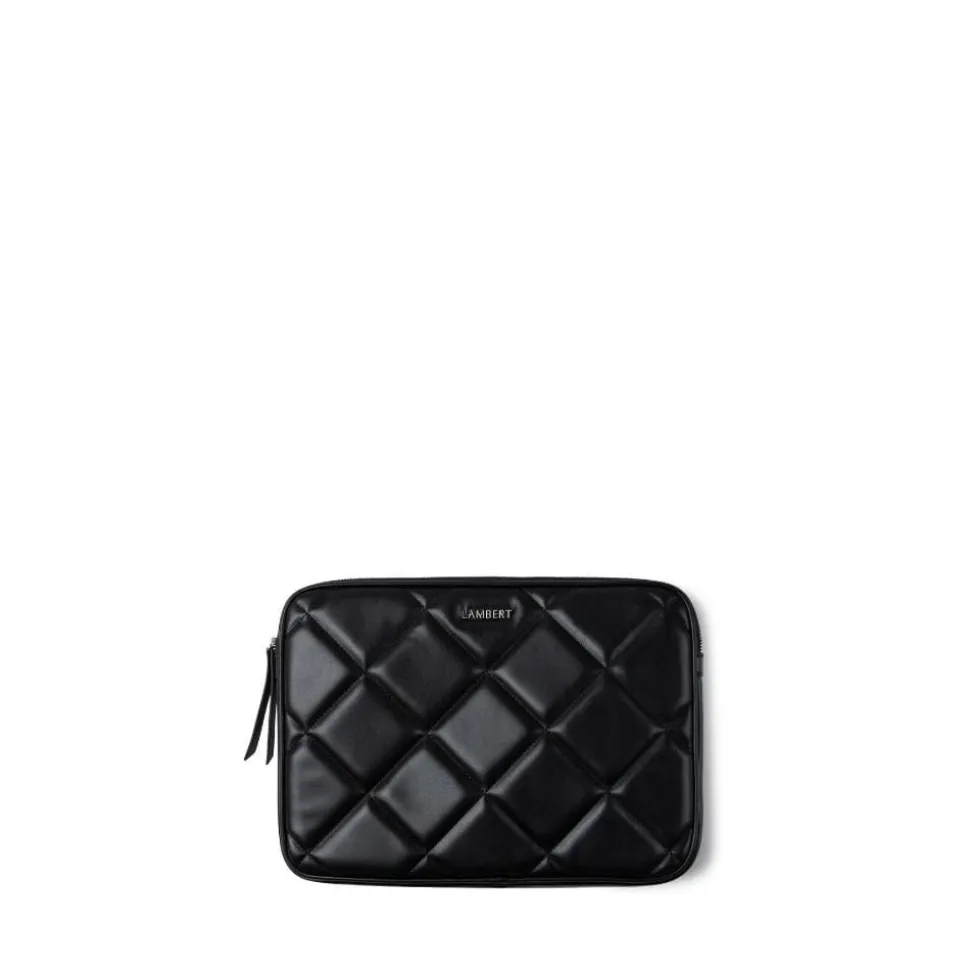 La Juliette - Pochette d’ordinateur matelassée en cuir vegan noire (13 pouces)
