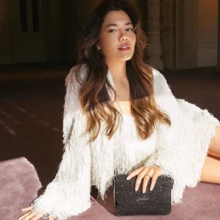 Le Aimee - Sac à main 2-en-1 en cuir vegan noir brillant