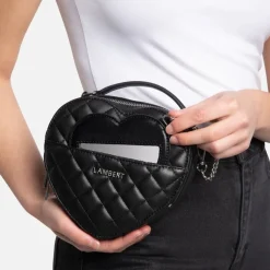 Le Cailli - Sac à main coeur 2-en-1 en cuir vegan noir