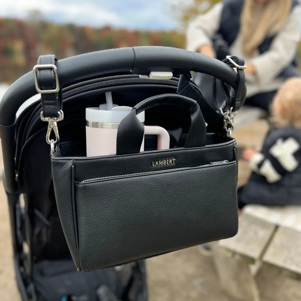 Le Daisy - Console de poussette en cuir vegan noir