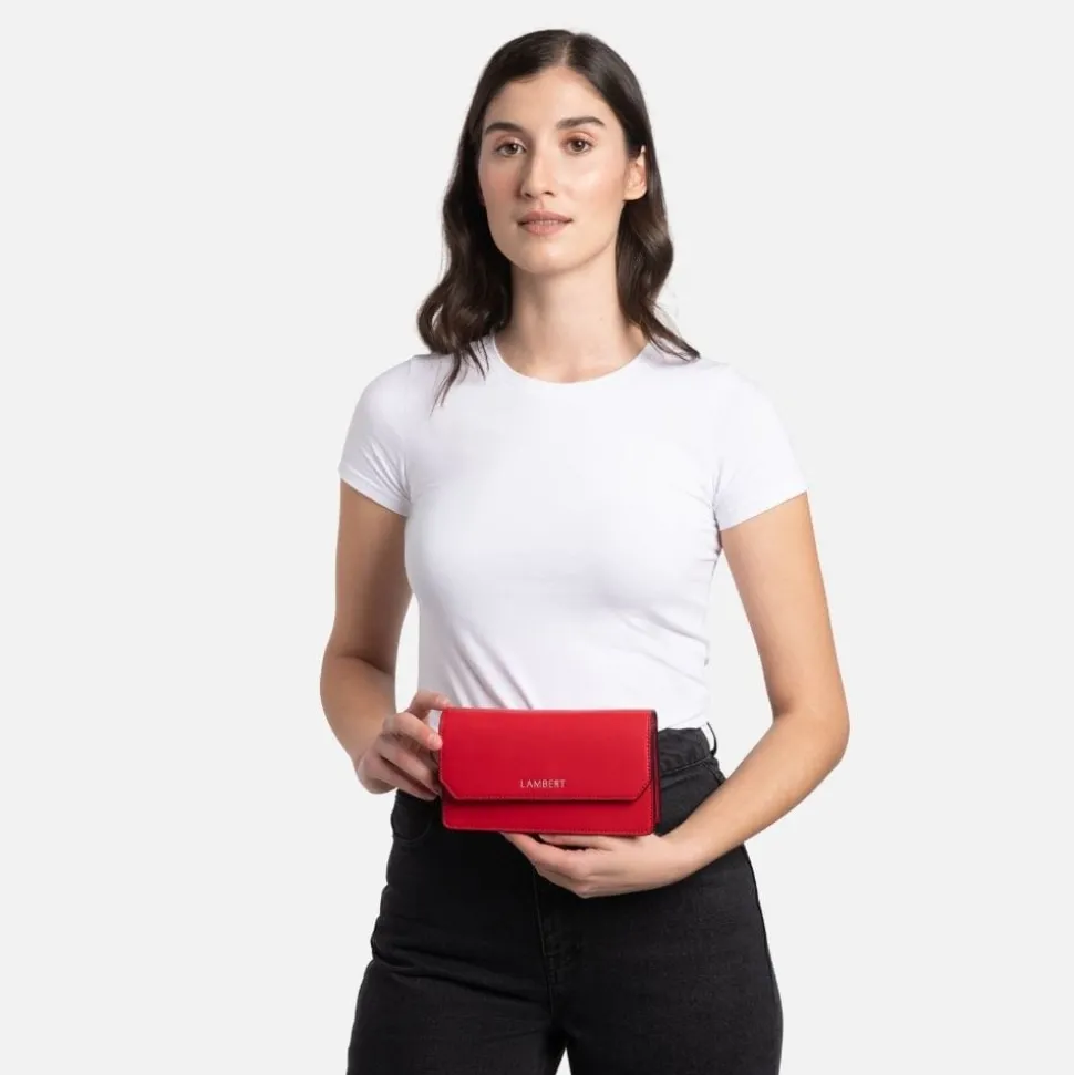 Le Layla - Portefeuille sur chaîne en cuir vegan cherry