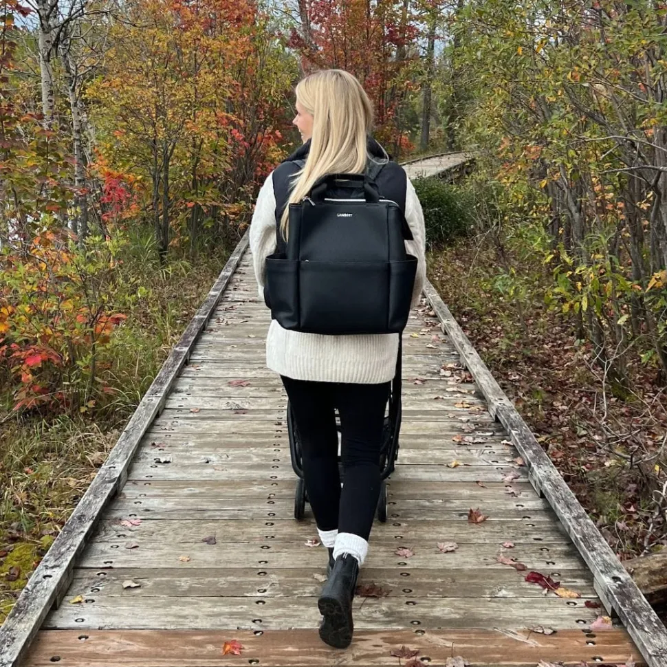 Le Nala - Sac à couches en cuir vegan noir recyclé