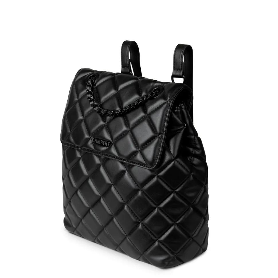 Le Sadie - Sac à dos 2-en-1 matelassé en cuir vegan noir