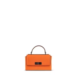Le Simone - Sac à main en cuir vegan papaya