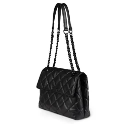 Le Sofia - Sac à main 2-en-1 matelassé en cuir vegan noir