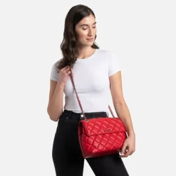 Le Sofia - Sac à main 2-en-1 matelassé en cuir vegan cherry