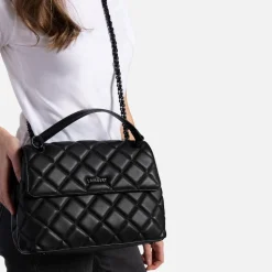 Le Sofia - Sac à main 2-en-1 matelassé en cuir vegan noir